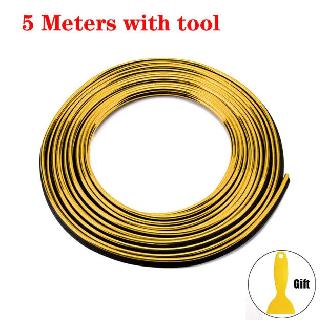 Auto decoratiestrips 5 meter goud