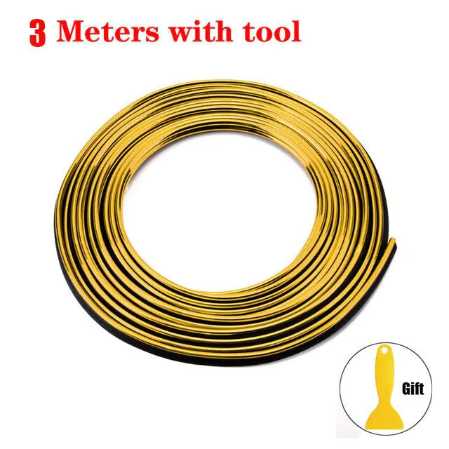 Auto decoratiestrip 3 meter goud