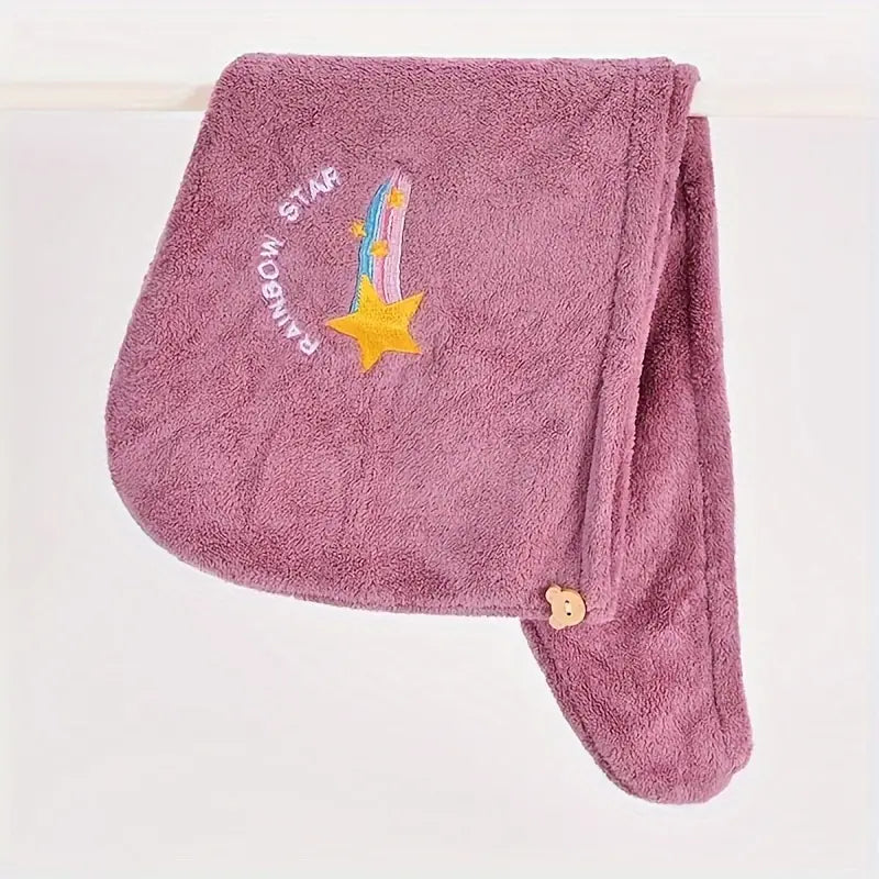 microvezel haar handdoek wikkel met knoop roze