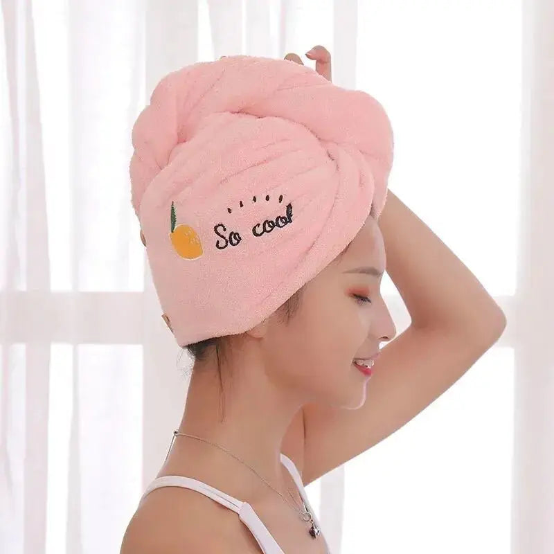 microvezel haar handdoek wikkel met knoop licht roze