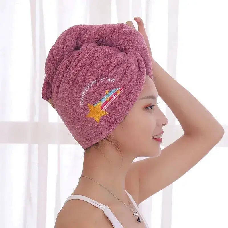 microvezel haar handdoek wikkel met knoop roze