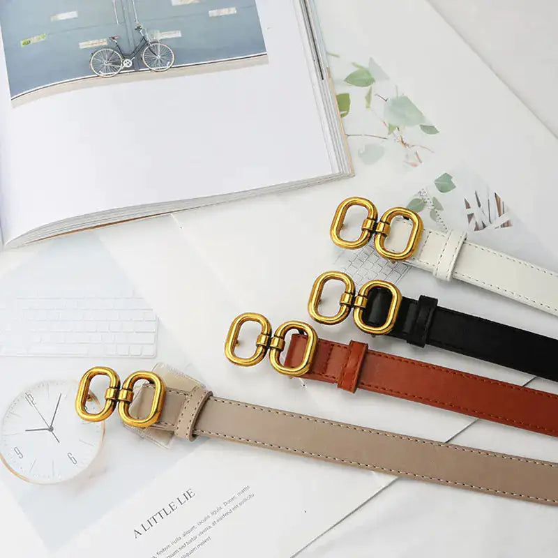 leren damesriem met goud accent meerdere kleuren