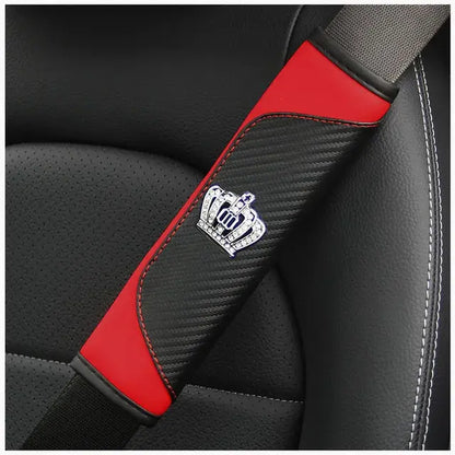 Auto gordelhoes leer kroon rood