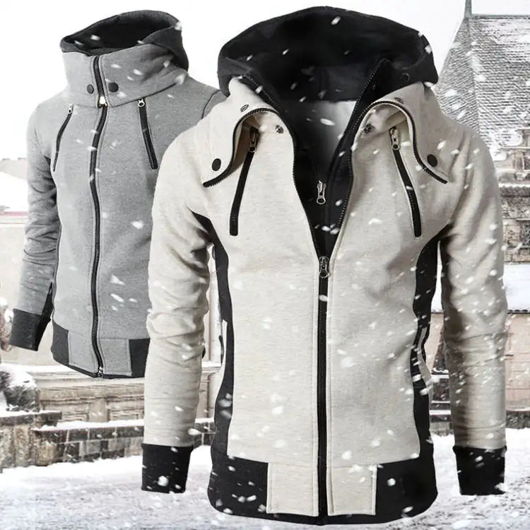 Outdoor vest dubbele laag hoge kraag wit grijs