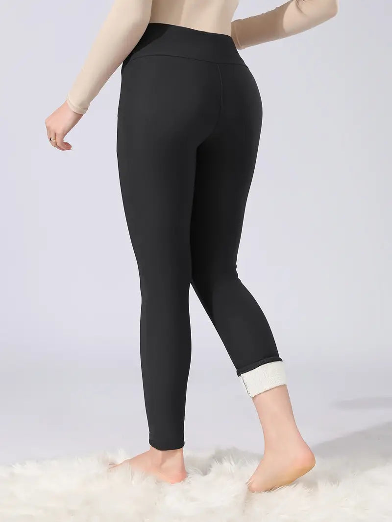 gevoerde bont legging zwart