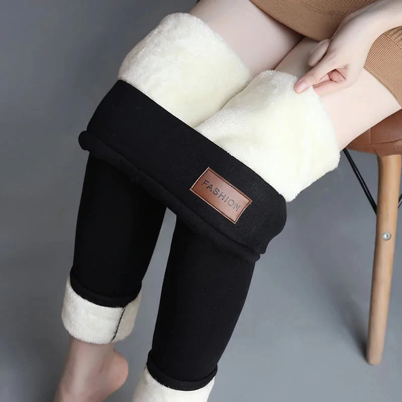 gevoerde legging fashion zwart