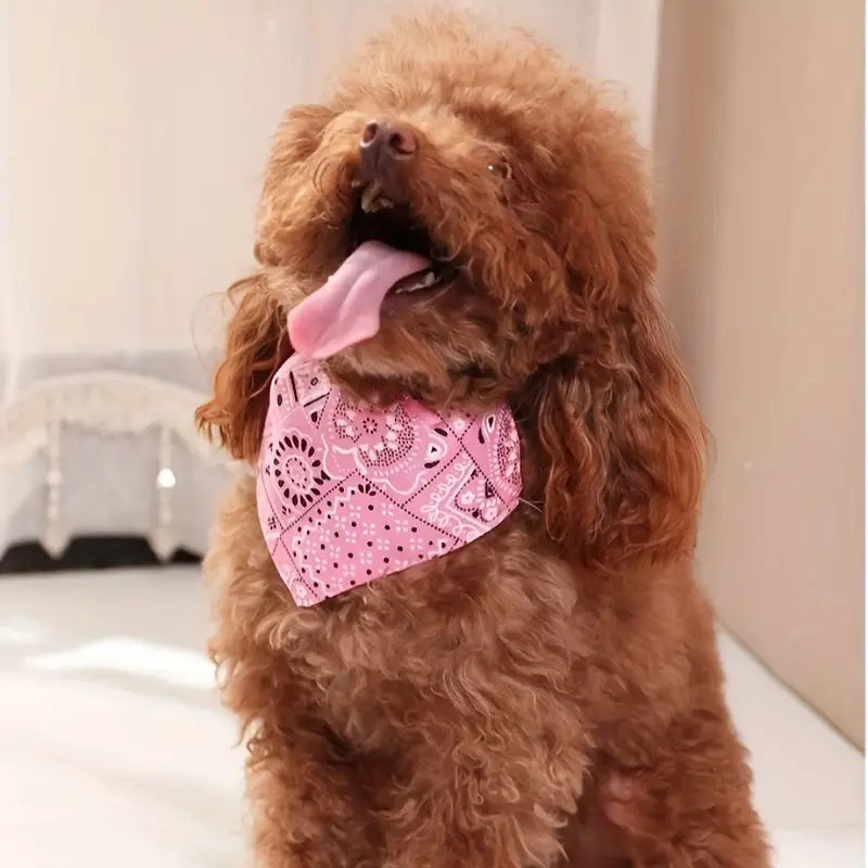 Dieren halsband verstelbaar bandana roze