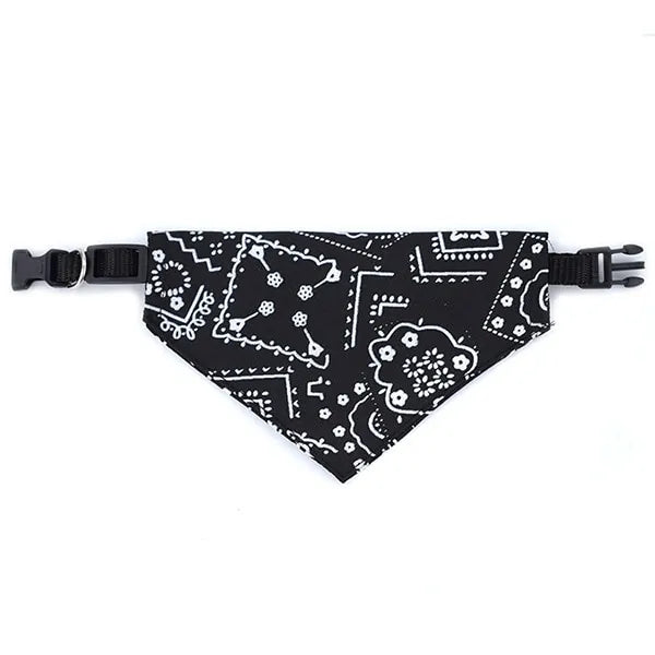 Dieren halsband verstelbaar bandana zwart