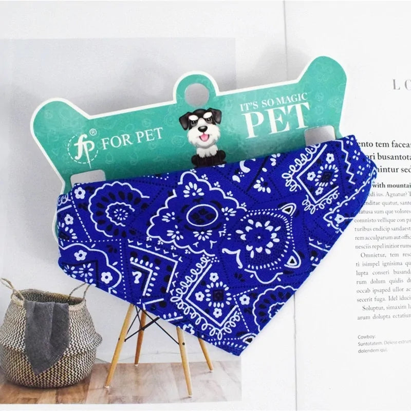 Dieren halsband verstelbaar bandana blauw