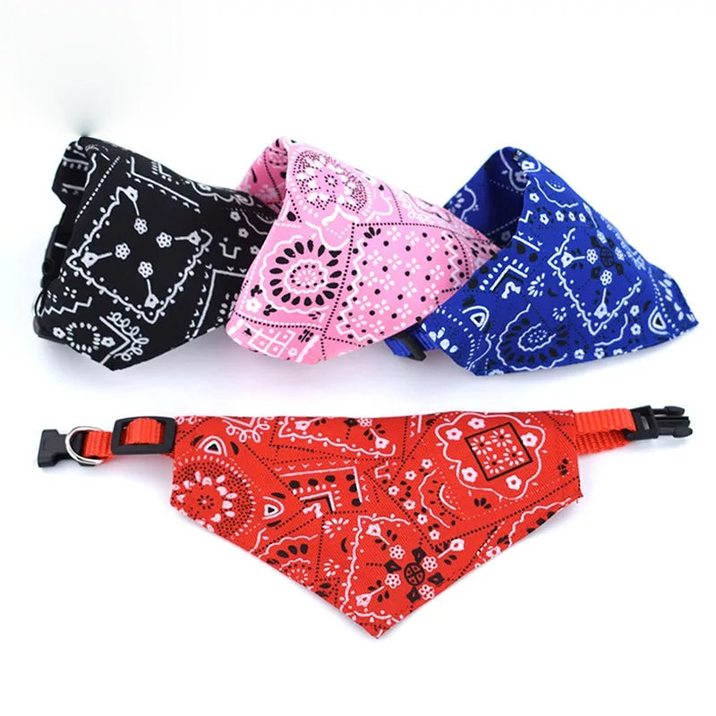 Dieren halsband verstelbaar bandana rood roze zwart blauw